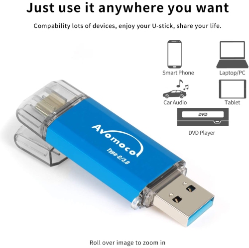 Clé USB 3.0/3.1 de type C à deux vitesses de 128 Go pour téléphones USB-C, tablettes, clé photo pour Galaxy de Samsung