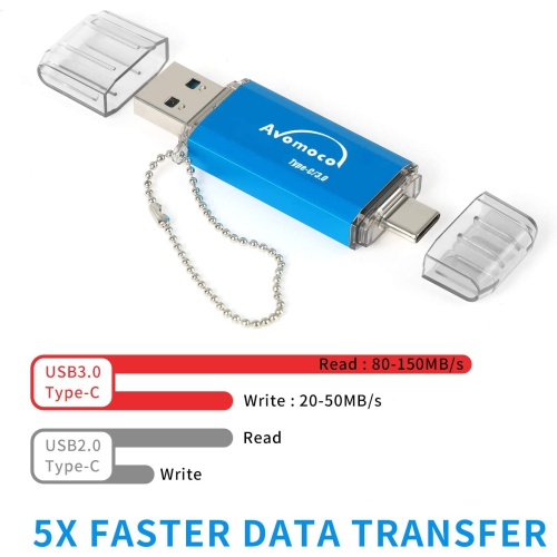 Clé USB 3.0/3.1 de type C à deux vitesses de 128 Go pour téléphones USB-C, tablettes, clé photo pour Galaxy de Samsung