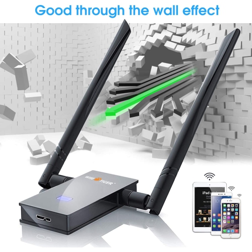WiFi Adapter For Big Room, 1200Mbps Usb Wireless Network Adapter AC With 5dBi High Gain Antenna Compatible with Windows