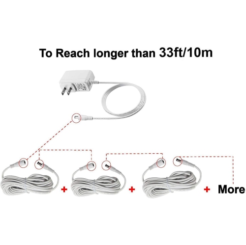 Power Extension Cable 10M 33Ft 2.1mm x 5.5mm Compatible with 12V DC Adapter Cord for CCTV Security Ca System