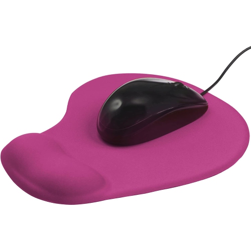 Hot Pink Mouse Mat Pad with Comfort Gel Wrist Rest Support for PC & Laptop