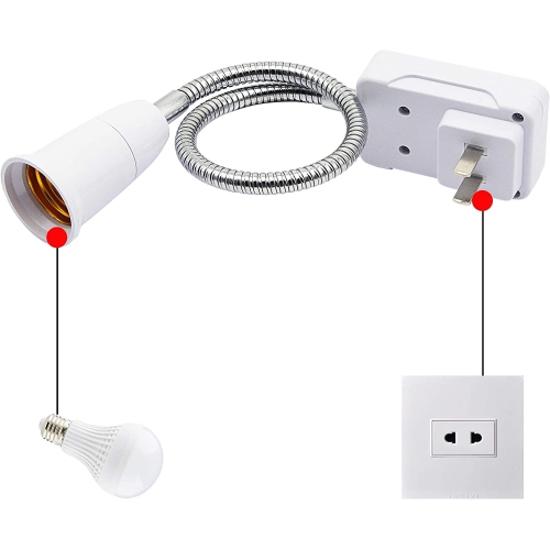 E27/E26 Socket Adapter with On/Off Switch Light Lamp Bulb 360 Degrees Flexible Aluminum Wire Gooseneck US Plug