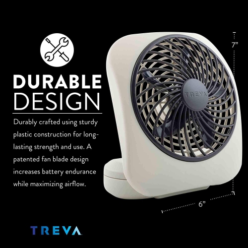5" Battery Operated Portable Fan in White/Grey