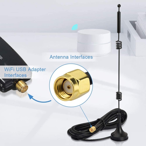 Dual Band WiFi 2.4GHz 5GHz 5.8GHz 9dBi Magnetic Base RP-SMA Male Antenna for WiFi Router Signal Booster Repeater