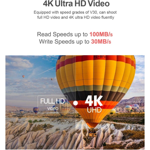 64GB microSDXC Card, UHS-I Memory Card - 100MB/s, 667X, U3, Class10, V30, A1, FAT32, High Speed 64GB TF Card -