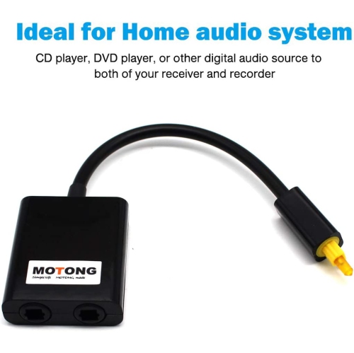 Toslink Digital Optical Audio Splitter Adapter 1 in 2 Out(Black)