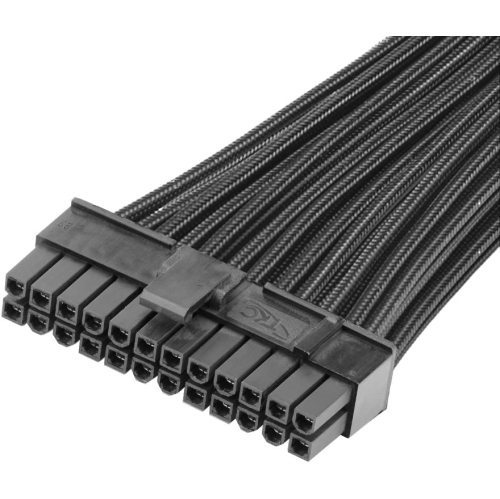 ATX 24 Pin Motherboard Power Supply Sleeved Cable, ATX PSU Extension Wire, 24 Pin Male to 24 Pin Female, 12