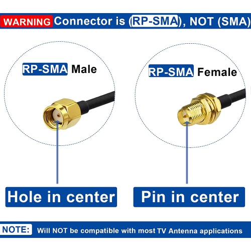 RP-SMA Male to RP-SMA Female Bulkhead Mount RG174 WiFi Antenna Extension Coaxial Cable 5m 16.5 feet for WiFi