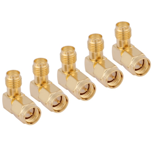 GENERIC  5 PCs SMA Male to Female Right Angle 90-Degree Adapter Connector, SMA Male And Female Rf Coax Coupling Nut Connector