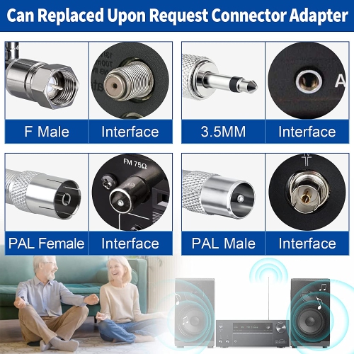 Antenne FM de 75 ohms pour récepteur AV stéréo maison Bluetooth avec radio HD d’intérieur Yamaha de Pioneer