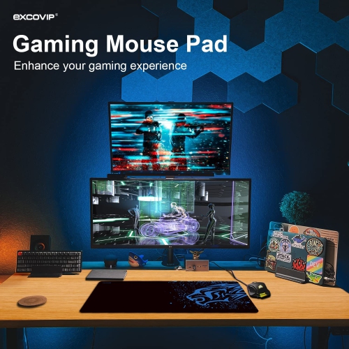 Blue Leopard Thick Smooth Extra Large XL Gaming Mousepad Mat Smooth Surface Non-Slip Rubber Mouse Pad with Designs