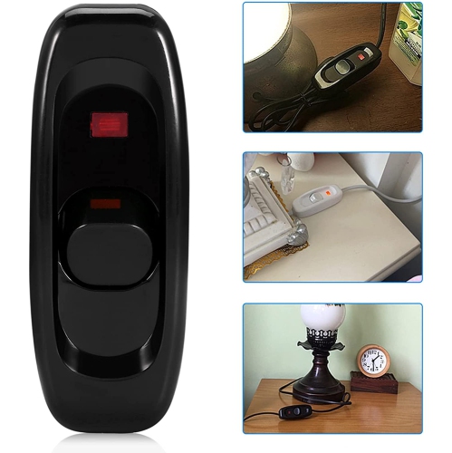 Lamp Switch, Feed-Through Switch Rocker AC 250V 10A Inline ON/Off Table Desk Lamp Cord Cable Switch with LED Indicator