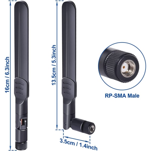 Dual Band WiFi 2.4GHz 5GHz 5.8GHz 8dBi MIMO RP-SMA Male Antenna for WiFi Router Signal Booster Repeater