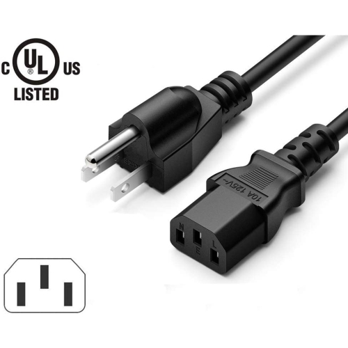 3 Prong Universal Power Cord Cable Fit for Vizio Brother Lenovo Personal Computer, PC Monitor, Bravia Smart TV,