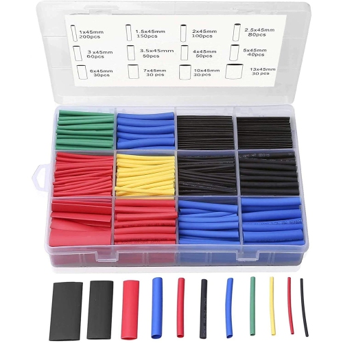 850pcs Heat Shrink Tubing Assortment 2:1 Electrical Wire Cable Wrap Assortment Electric Insulation Tube Kit