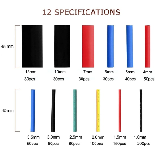 850pcs Heat Shrink Tubing Assortment 2:1 Electrical Wire Cable Wrap Assortment Electric Insulation Tube Kit