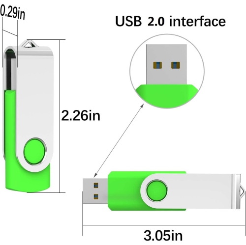USB Flash Drive 32GB 10 Pack USB Stick Bulk USB 2.0 Flash Drive Swivel Thumb Drive Jump Drive Memory Stick Pen