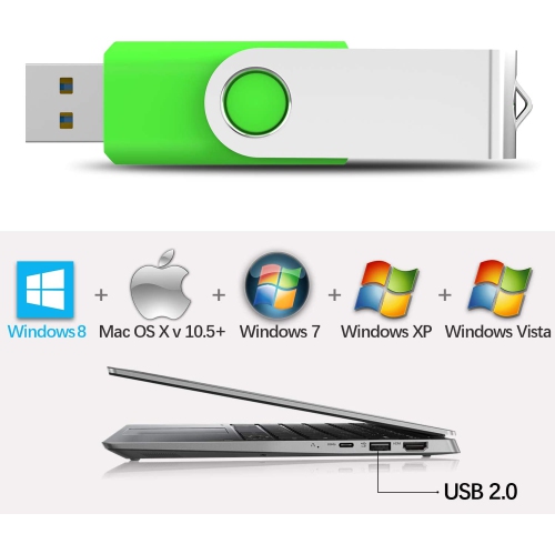 USB Flash Drive 32GB 10 Pack USB Stick Bulk USB 2.0 Flash Drive Swivel Thumb Drive Jump Drive Memory Stick Pen