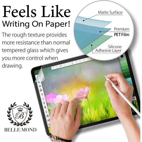 2 Set - Made in Japan - Paper Screen Protector Compatible with iPad Pro 11" - Write, Draw &