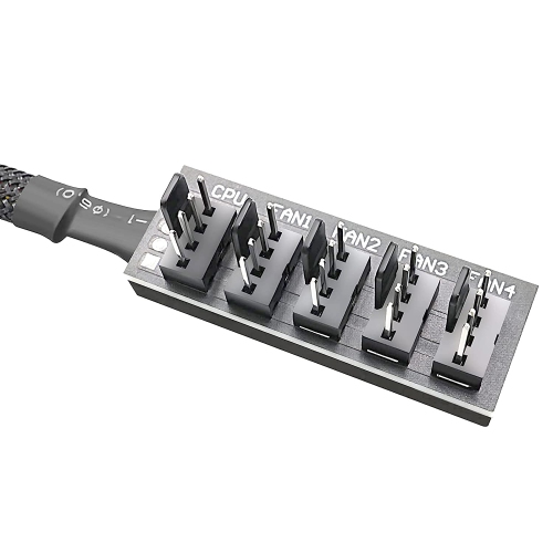 PWM Fan Hub, PC CPU Cooling 4 PIN/3PIN Fan Power Cable Hub Splitter Adapter Sleeved PWM Case Fan Splitter
