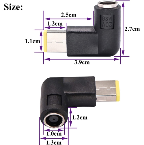 90 Degree Tip Adapter Right Angle 7.9mm x 5.5mm to Slim Square tip Power Converter Cable Adapter for Leonvo
