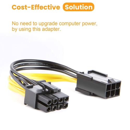 Pcie Adapter Cable, 2-Pack 6-pin to 8-pin PCIe Express Power Adapter Cable,4 Inches/10CM