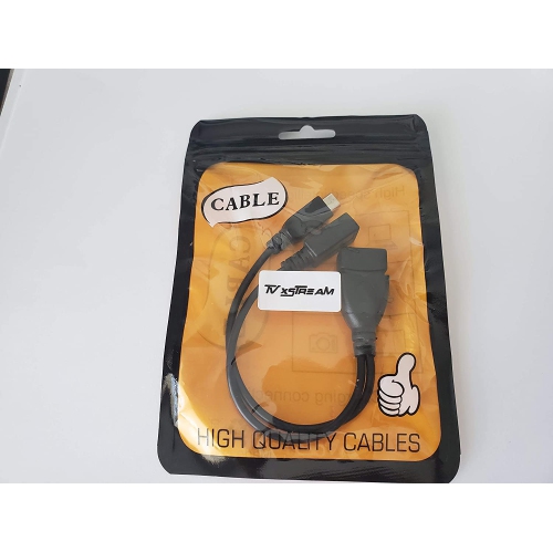 USB Port Adapter, Micro OTG Cable with Power - Compatible with Streaming Sticks, Media Devices, Rii