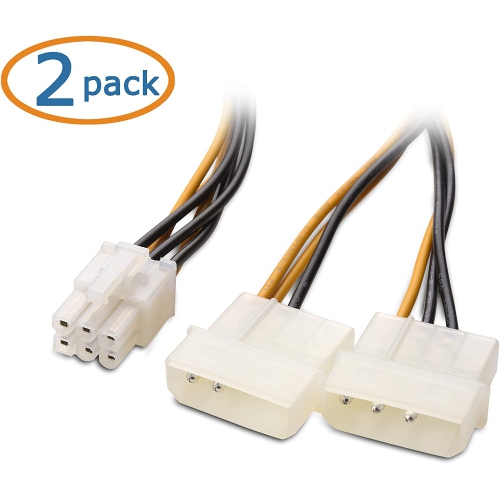 2-Pack 6 Pin PCIe to Molex Power Cable / 2 Molex to 6 Pin PCIe – 6 Inches