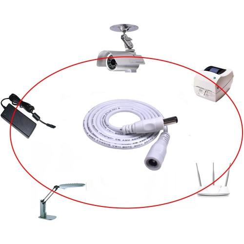 2PCS 3.28 ft White 2.1mm x 5.5mm DC Plug Extension Cable for Power Adapter, 12v dc Extension,2.1mm Extension,22AWG