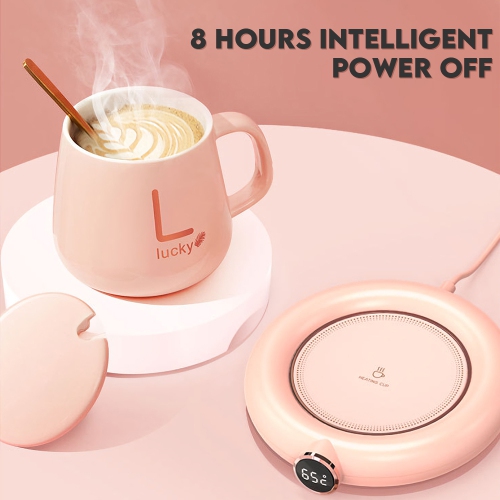 NIERBO 3-Temperature Mug Warmer Coffee Cup Heating Pad with Auto Shut Off for Home, Office(Pink)