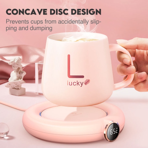 NIERBO 3-Temperature Mug Warmer Coffee Cup Heating Pad with Auto Shut Off for Home, Office(Pink)