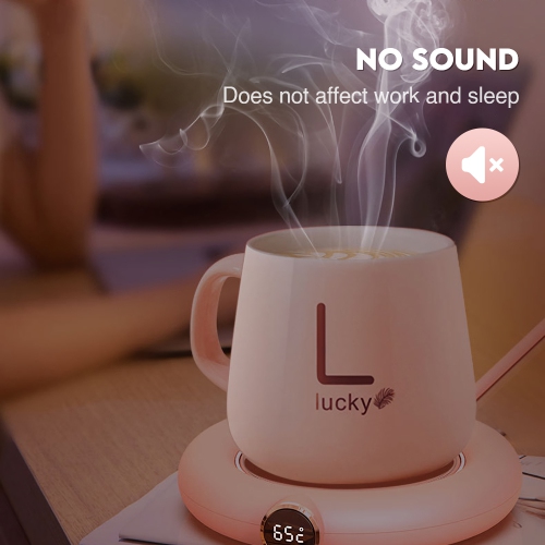 NIERBO 3-Temperature Mug Warmer Coffee Cup Heating Pad with Auto Shut Off for Home, Office(Pink)