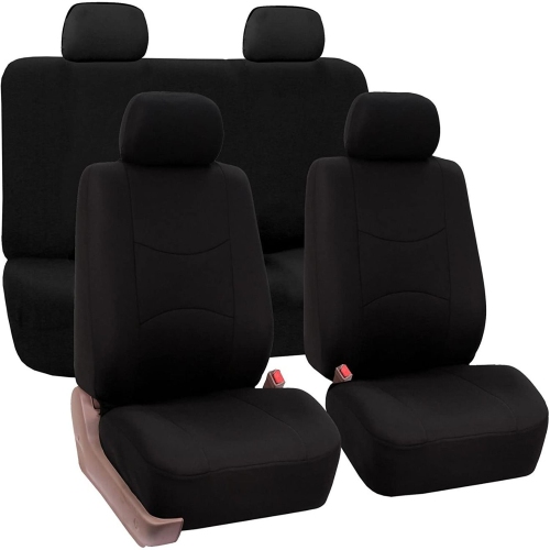 Car Seat Covers Full Set Black Cloth - Universal Fit, Automotive Seat Covers, Low Back Front Seat Covers, Airbag Compatible Washable Car Seat Cover f