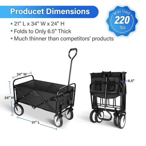 Furniture One Collapsible Garden Cart Black