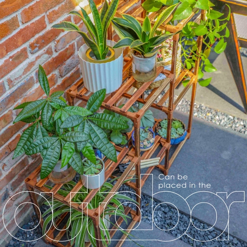 Furniture One 3 Tiers 7 Potted Wood Plant Stands Nature
