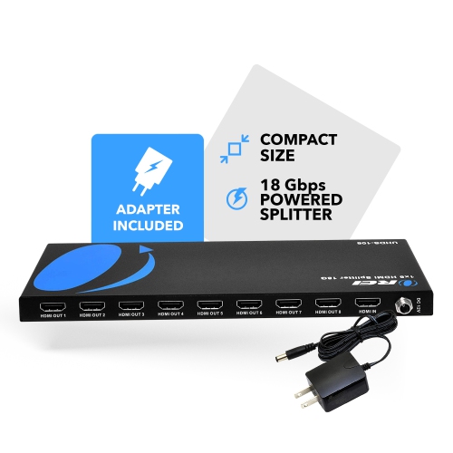 1x8 HDMI Splitter : 1-In 8-Out, Ultra HD 4K, EDID