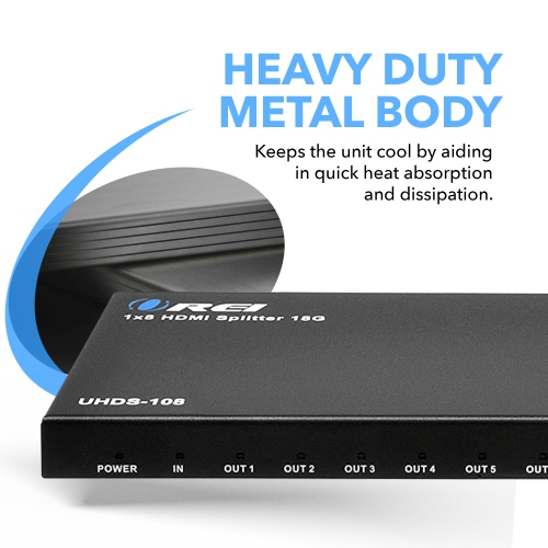 1x8 HDMI Splitter : 1-In 8-Out, Ultra HD 4K, EDID