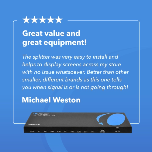 1x8 HDMI Splitter : 1-In 8-Out, Ultra HD 4K, EDID