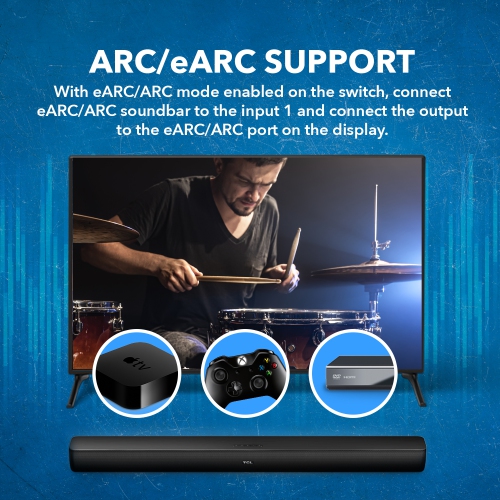 4K HDMI 2.0 4x1 HDMI Switch With Audio Extractor ARC/EARC Supported