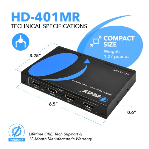 Quad Multi Viewer 4x1 Seamless HDMI Switch With HDMI Output Full HD 1080p