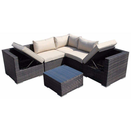 FURNITURE ONE  6 Pieces Patio Recliner Furniture Set Aluminum Frame Full Assembled