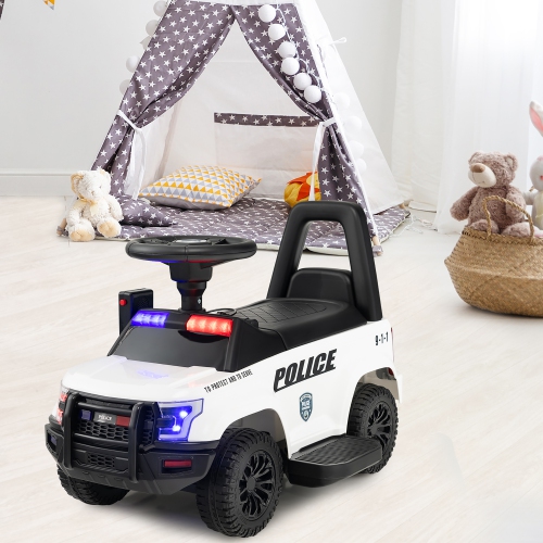 Costway 2-in-1 6V Kids Ride On Police Car Toddler Push Car w/ Megaphone & Siren