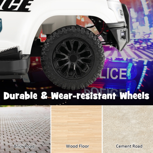 Costway 2-in-1 6V Kids Ride On Police Car Toddler Push Car w/ Megaphone & Siren