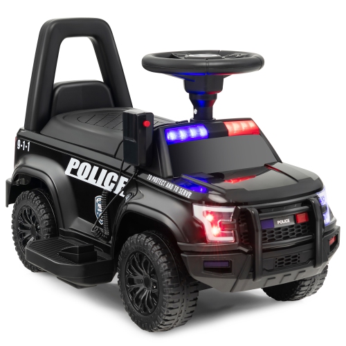 COSTWAY  2-In-1 6V Kids Ride On Police Car Toddler Push Car W/ Megaphone & Siren