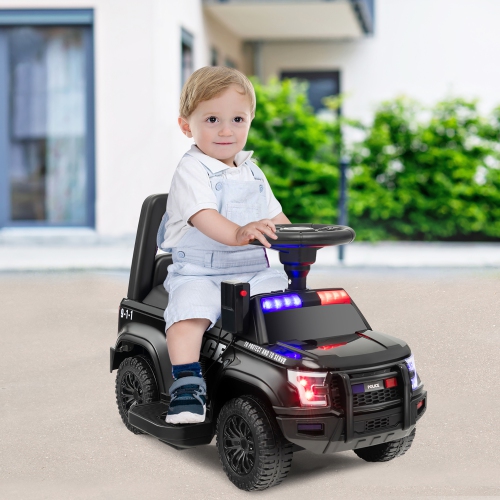 Voiture de police 2-en-1 pour enfants 6 V de Costway avec mégaphone et sirène