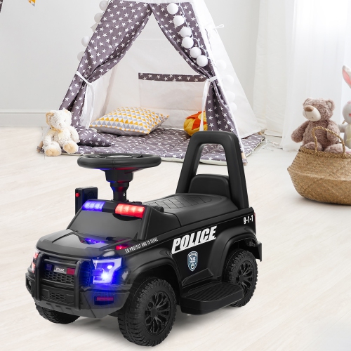 Voiture de police 2-en-1 pour enfants 6 V de Costway avec mégaphone et sirène