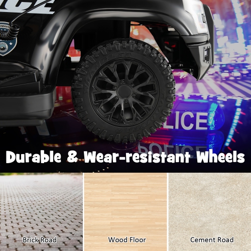 Voiture de police 2-en-1 pour enfants 6 V de Costway avec mégaphone et sirène