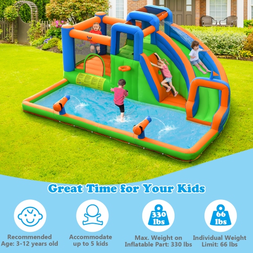 Costway Inflatable Water Slide Giant Bounce Castle w/Dual Climbing Walls Blower Excluded