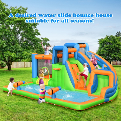 Costway Inflatable Water Slide Giant Bounce Castle w/Dual Climbing Walls Blower Excluded
