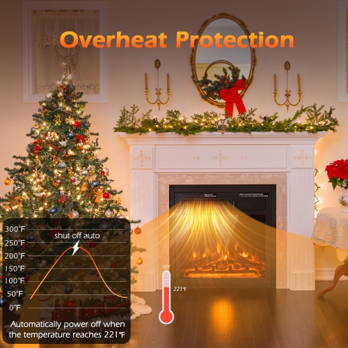 Costway 18" Electric Fireplace Insert 5100 BTU Freestanding Heater with Remote Control